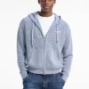 Hoodie met geribde kraag en doorlopende rits