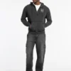 Hoodie met halve rits en bedrukt logo
