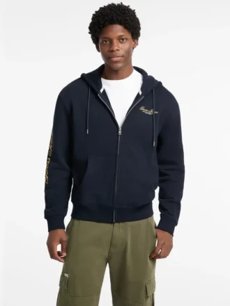 Hoodie met rits en opschrift