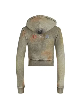Hoodie van badstof met kristallen