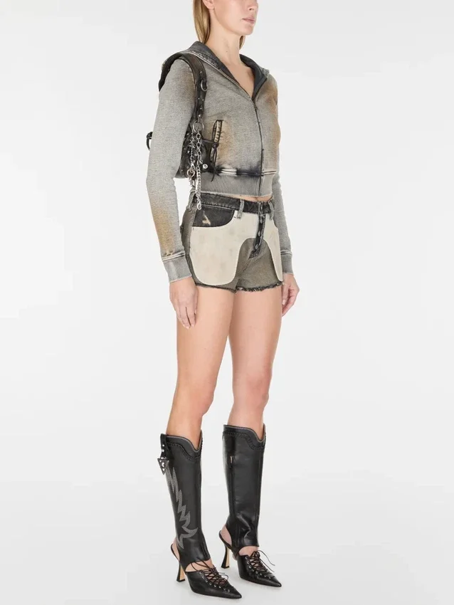 Hoodie van badstof met kristallen Hoodie van badstof met kristallen