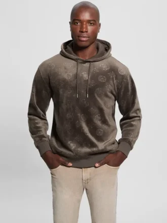 Hoodie van fluweel met reliëf