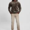 Hoodie van fluweel met reliëf