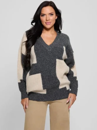 Intarsia-trui met kleurblokken