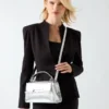 Iris metallic leren handtas met handvat Iris metallic leren handtas met handvat