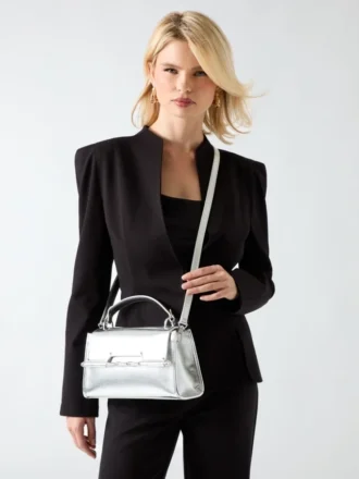 Iris metallic leren handtas met handvat