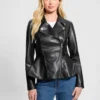 Ivy kunstleren peplum-motorjas