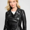 Ivy kunstleren peplum-motorjas