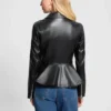 Ivy kunstleren peplum-motorjas