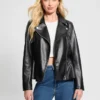 Ivy kunstleren peplum-motorjas
