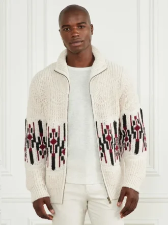 Jacquard vest met hoge hals