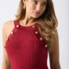 Janet Button geribbelde truienjurk Janet Button geribbelde truienjurk