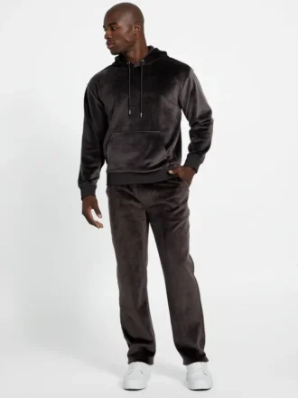 Jersey-sweatpants met gebonden fluweel