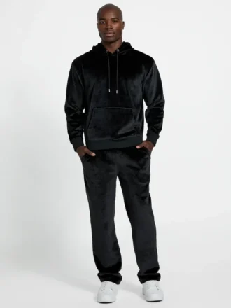Jersey-sweatpants met gebonden fluweel
