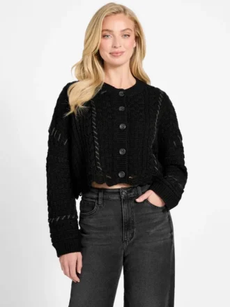 Kaori vest van wolmix met stiksels