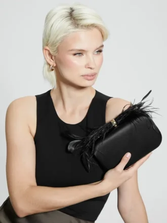 Keyah-clutch met veren aan de bovenkant