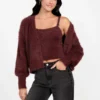 Keyla Fuzzy Truien Crop Cami