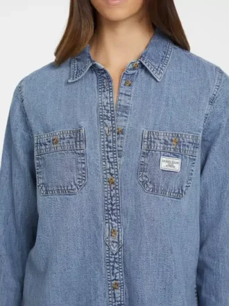 Klassiek denim overhemd met lange mouwen