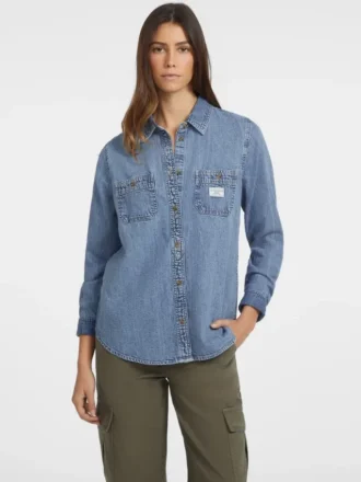Klassiek denim overhemd met lange mouwen
