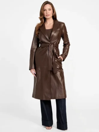 Lana leren trenchcoat