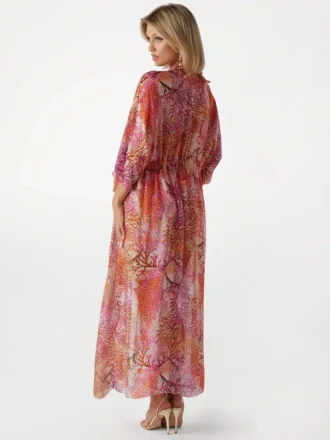 Lange kimono van zijde-mix