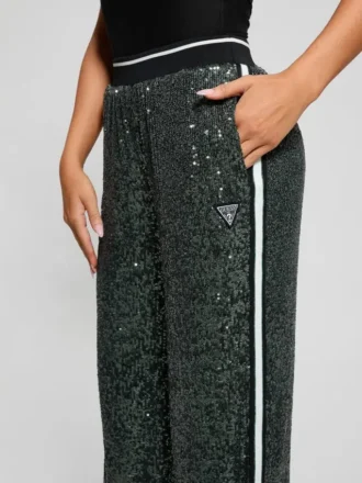 Lange rechte broek met mini-pailletten