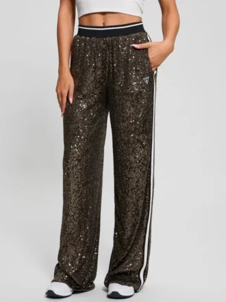Lange rechte broek met mini-pailletten