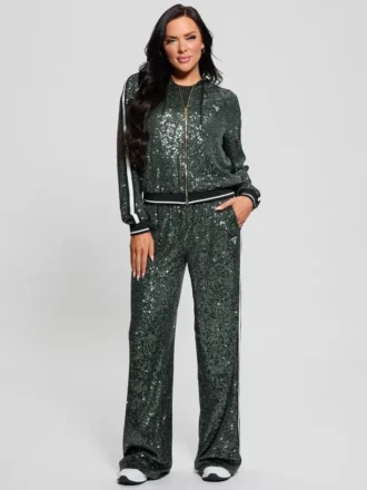 Lange rechte broek met mini-pailletten