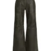 Leren broek met wijde pijpen en craquelé-effect