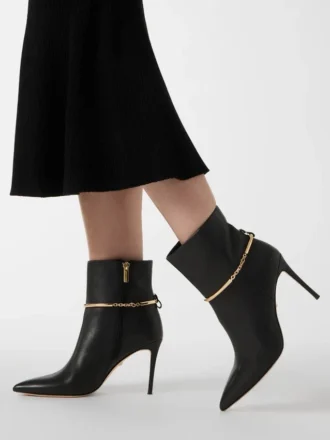 Leren enkellaarsjes met armband
