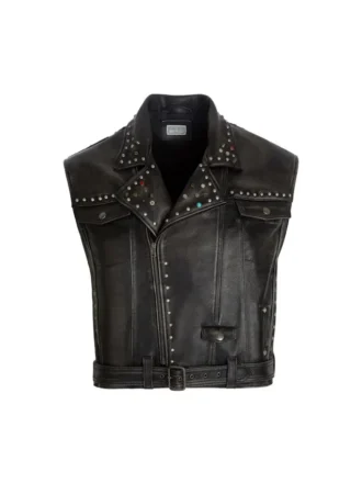 Leren gilet met studs