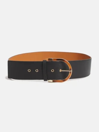 Leren riem met schildpadkleurige gesp