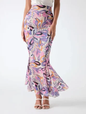 Luise gerimpelde paisley rok