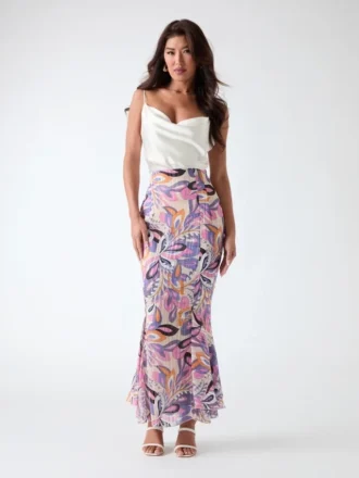 Luise gerimpelde paisley rok