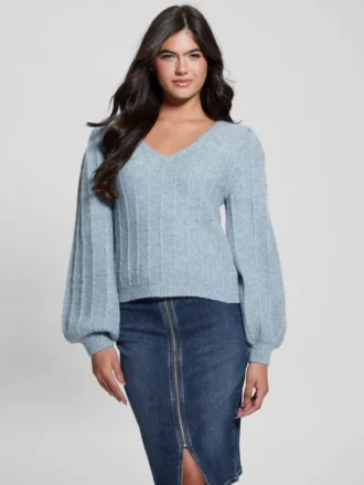 Madeline-trui met V-hals en textuur