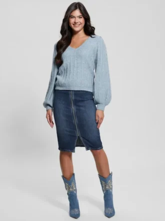 Madeline-trui met V-hals en textuur