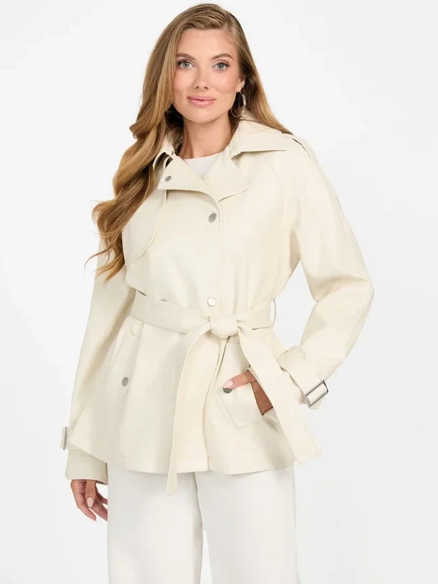 Marika korte trenchcoat van imitatieleer Marika korte trenchcoat van imitatieleer