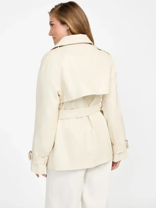 Marika korte trenchcoat van imitatieleer Marika korte trenchcoat van imitatieleer