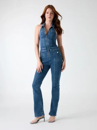 Mia Halter Denim Jumpsuit