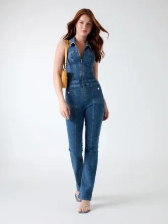Mia Halter Denim Jumpsuit