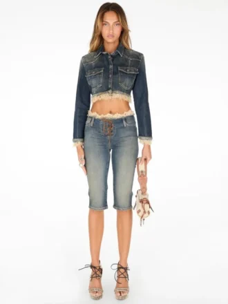Capri-Jeans met vetersluiting