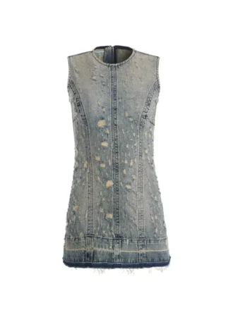 Mini-denimjurk met distressed-look