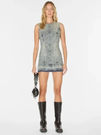 Mini-denimjurk met distressed-look