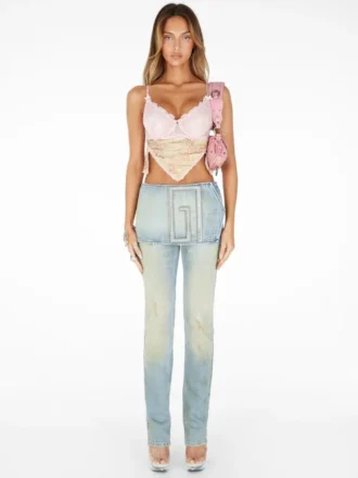 Mini-denimrok met riem