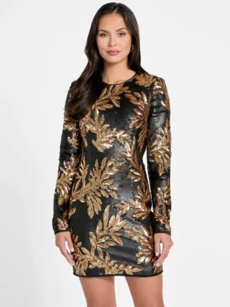 Mini-jurk met pailletten in madeliefjesmotief