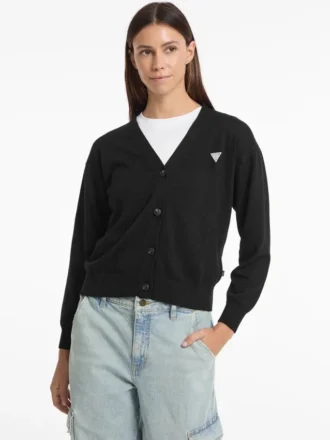 Mini-vest met driehoekjesmotief van zijde en wol