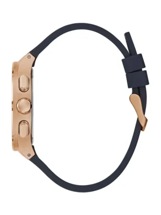 Multifunctioneel horloge in roségoudkleurig en marineblauw siliconen