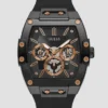 Multifunctioneel horloge in roségoudkleurig en zwart siliconen