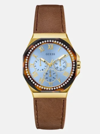 Multifunctioneel horloge in verschillende tinten en bruin leer