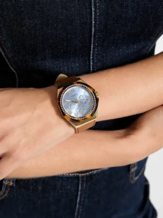 Multifunctioneel horloge in verschillende tinten en bruin leer